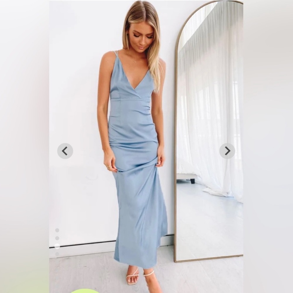Beginning Boutique Blue Satin Dress